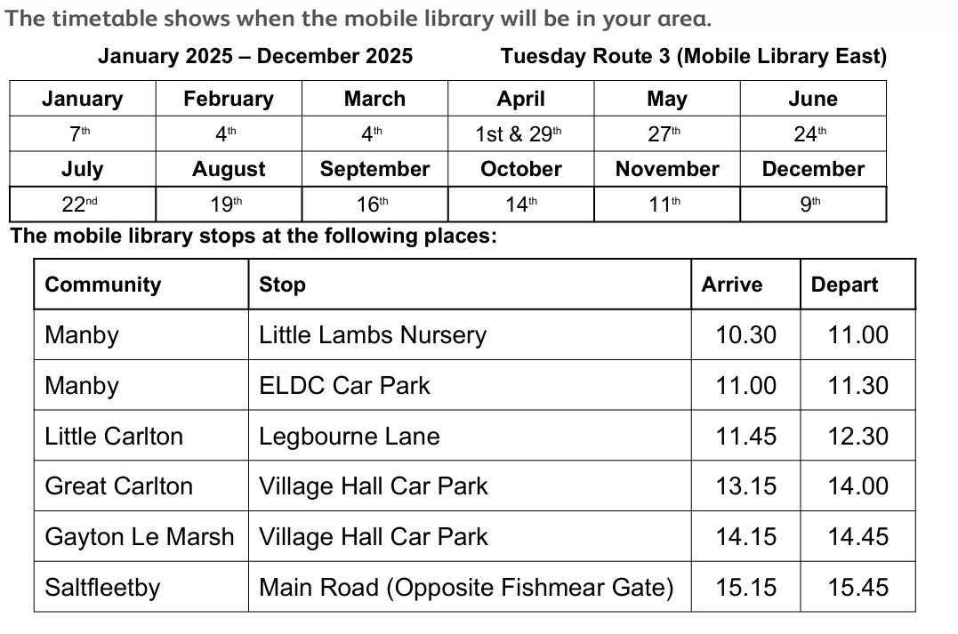 Library dates 2025